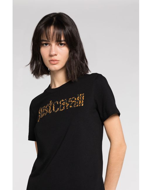 Roberto Cavalli Black Just Cavalli Logo-Print Mini Dress
