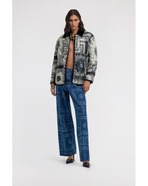 Roberto Cavalli Blue Bandana Printed Jacket