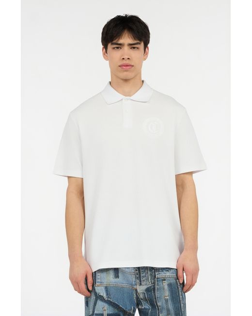 Roberto Cavalli White Polo With Jc Monogram Embroidery for men