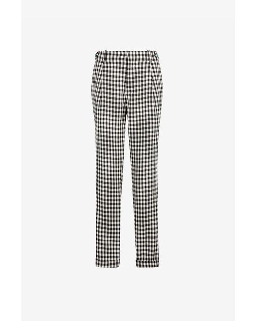 Roberto Cavalli Gray Gingham Straight-Leg Tailored Trousers for men