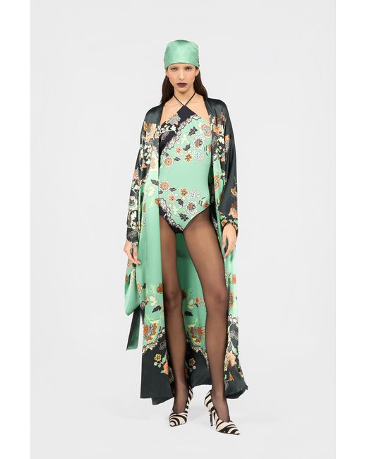Roberto Cavalli Blue Kimono Print Top