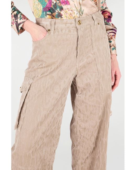 Roberto Cavalli Natural Cargo Pants With All-Over Jaguar Skin Pattern