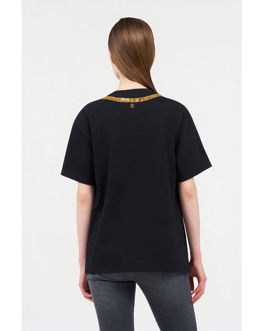 Roberto Cavalli Black T-Shirt With Snake Embroidery