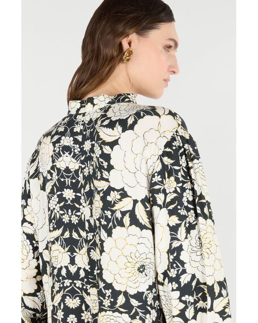 Roberto Cavalli Multicolor Mini Dress With Floral Print And Lace