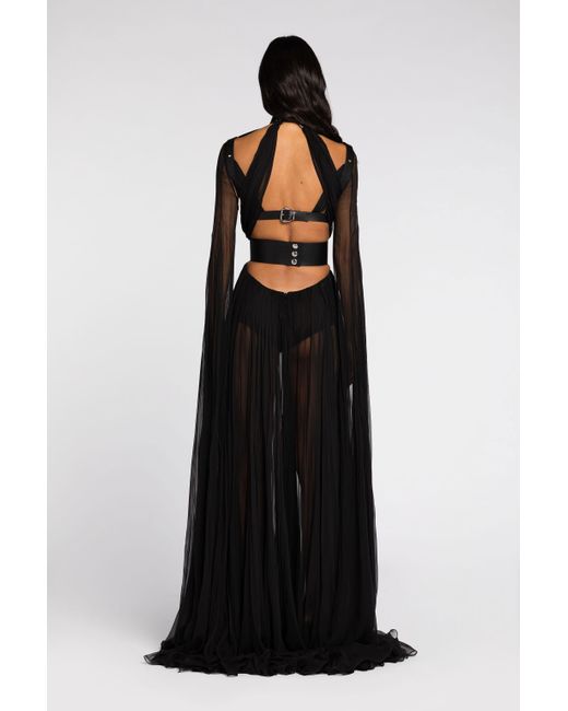 Roberto Cavalli Harness Silk Maxi Dress in Black | Lyst UK