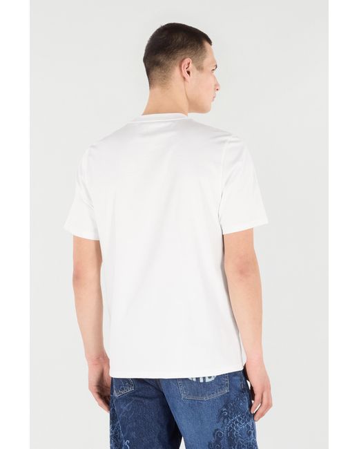 Roberto Cavalli White T-Shirt With Mirror Snake Monogram for men