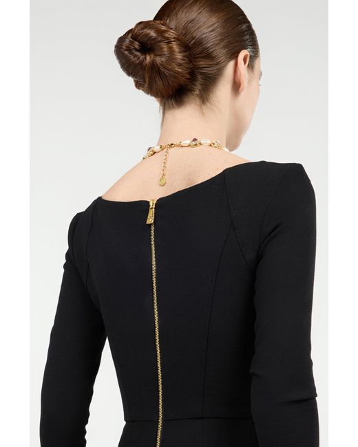 Roberto Cavalli Black Midi Dress With Slit