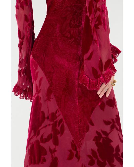 Roberto Cavalli Red Rose And Python Pattern Long Skirt