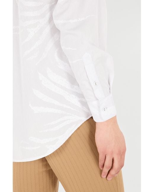 Roberto Cavalli White Silk Shirt With Tiger Skin Print for men