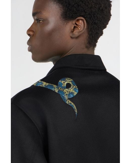 Roberto Cavalli Black Bomber Jacket With Snake Embroidery for men