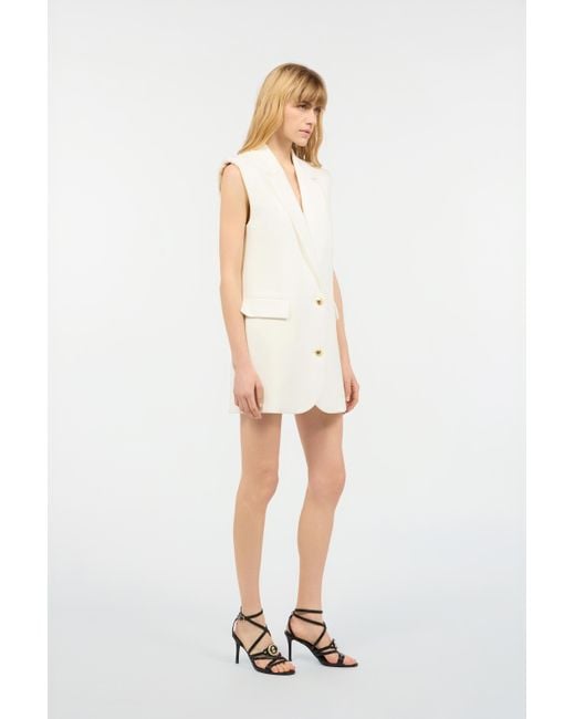 Roberto Cavalli White Single-Breasted Blazer Dress