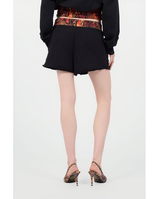 Roberto Cavalli Blue Sports Shorts With Python Print Waistband