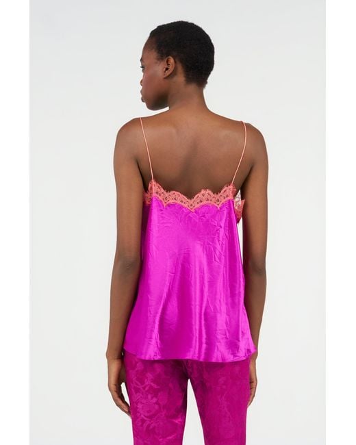 Roberto Cavalli Pink Top With Lace Detailing