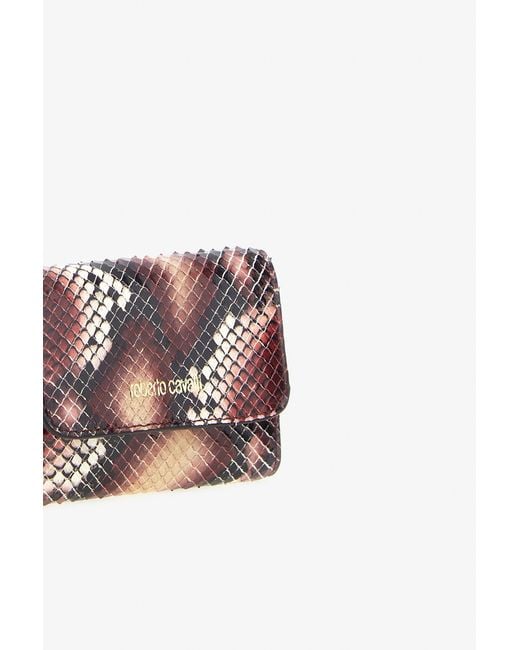 Roberto Cavalli White Kleine Geldbörse Aus Geprägtem Leder Mit Logo
