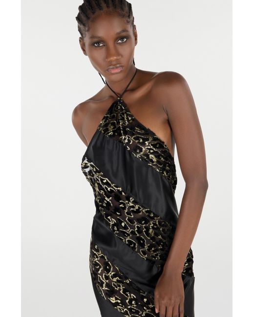 Roberto Cavalli White Long See-Through Dress With Leopard Print Pattern