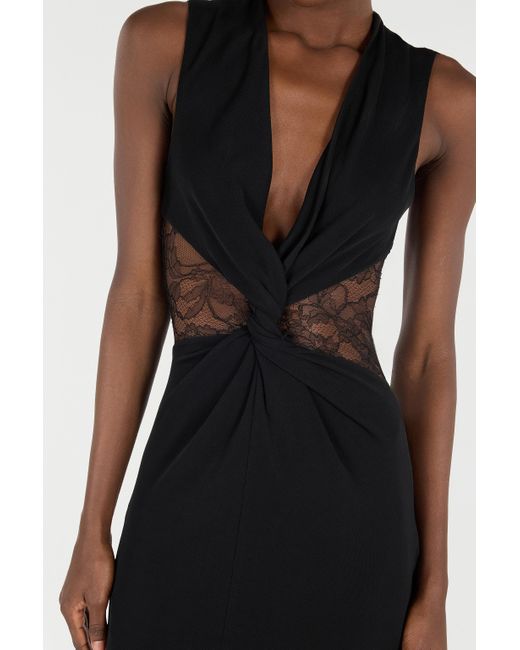 Roberto Cavalli Black Extra-Long Dress With Lace