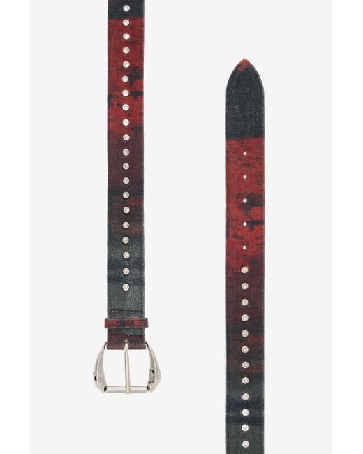 Roberto Cavalli Red Belt With Mottled-Effect Print for men