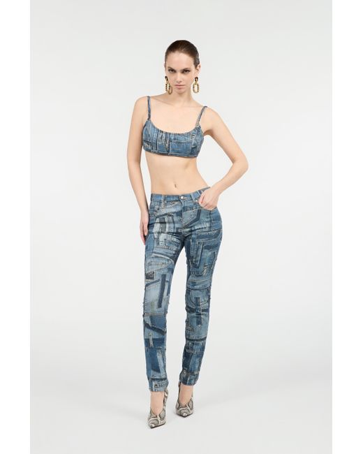 Roberto Cavalli Blue Skinny Patchwork Capsule Collection Jeans