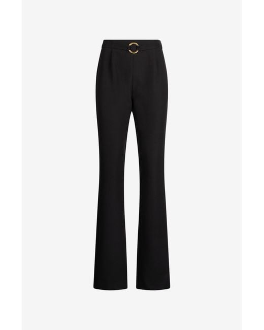Roberto Cavalli Black Flared Trousers With Buckle