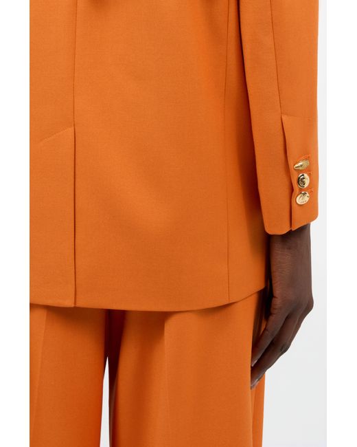 Roberto Cavalli Orange Single-Breasted Jacket With Logo Strap