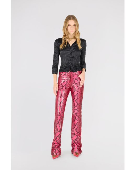 Roberto Cavalli Pink Shiny Python-Print Pants