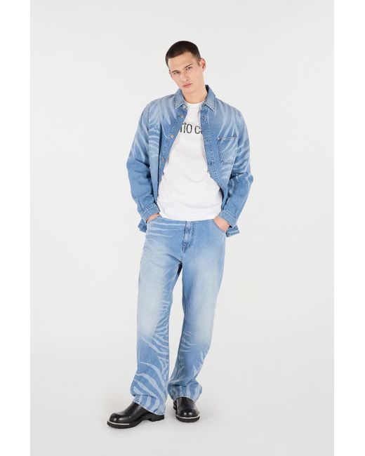 Roberto Cavalli Blue Zebra Design Jeans for men