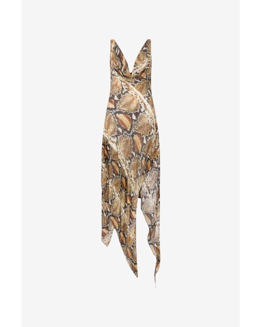 Roberto Cavalli White Python Print Silk Midi Dress