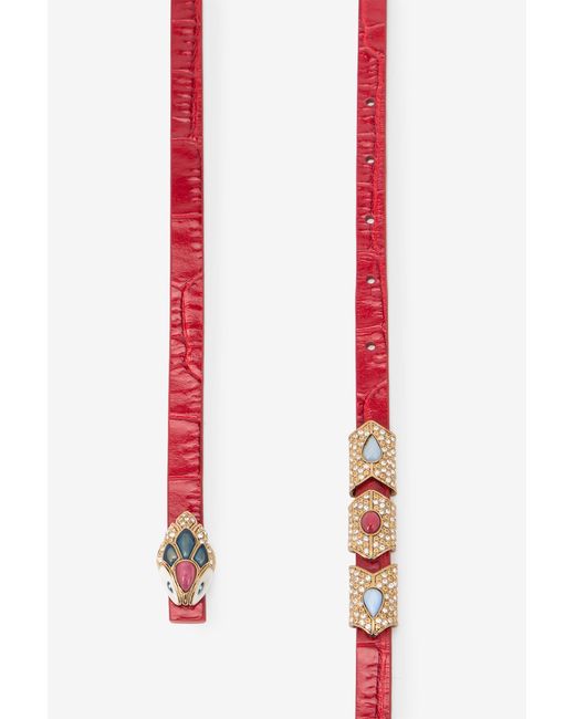 Roberto Cavalli Multicolor Eastern Belt With Serpent Head And Crystals