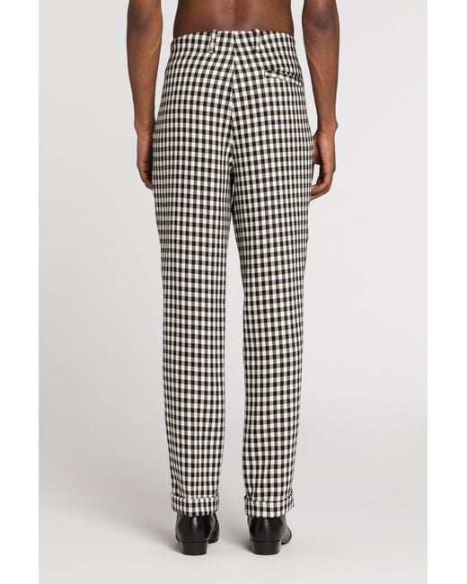 Roberto Cavalli Gray Gingham Straight-Leg Tailored Trousers for men