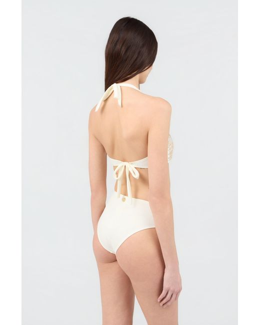 Roberto Cavalli White One-Piece With Luminous Jaguar Motif