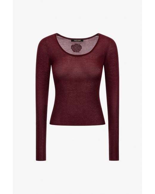 Roberto Cavalli Red Crew Neck Sweater