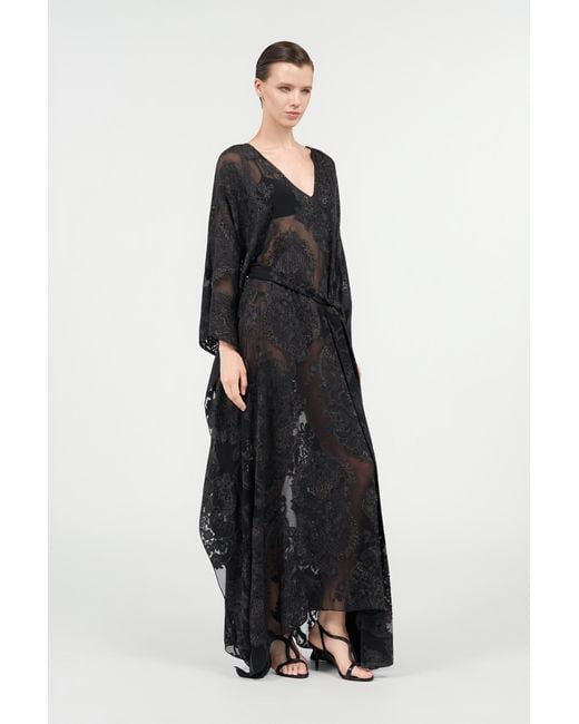 Roberto Cavalli Black Sheer Silk Kaftan