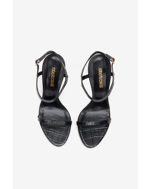 Roberto Cavalli Multicolor Croc-Effect Leather High-Heel Sandals
