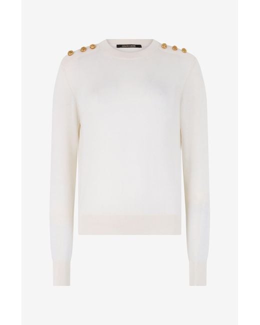 Roberto Cavalli White Sweater With Buttons