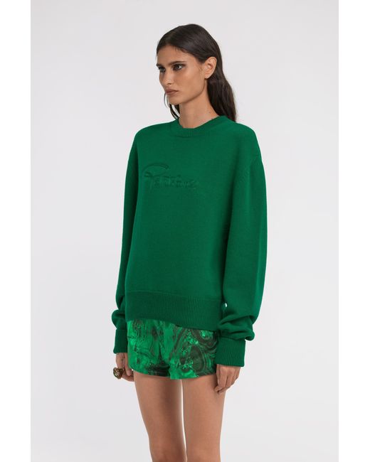 Roberto Cavalli Green Cropped Knitted Sweater