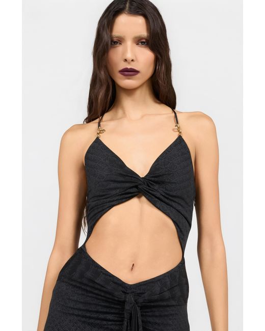 Roberto Cavalli Black Serpentine Print Maxi Dress