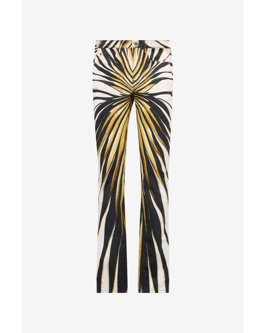 Roberto Cavalli White Ray Of Print Trousers Jeans