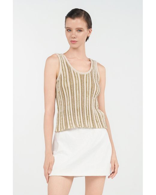 Roberto Cavalli Natural Striped Lurex Knit Top