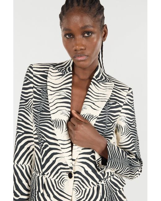 Roberto Cavalli Black Blazer With Tigress Print