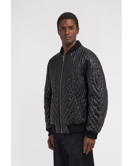 Roberto Cavalli Blue Quilted Bomber Jacket for men