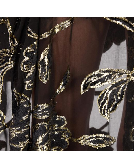 Roberto Cavalli Black See-Through Robe With Floral Pattern
