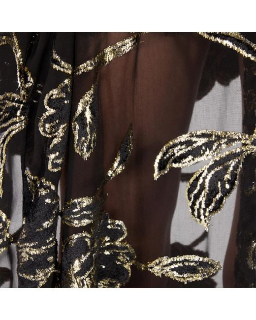 Roberto Cavalli Black See-Through Robe With Floral Pattern