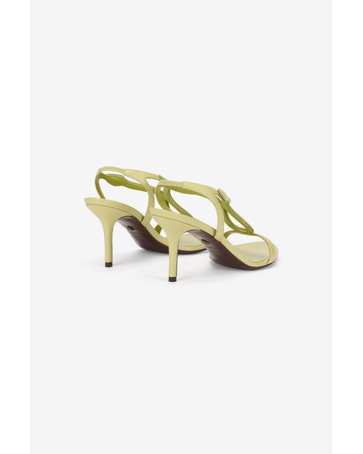 Roberto Cavalli Metallic Hellgrüne Ledersandalen