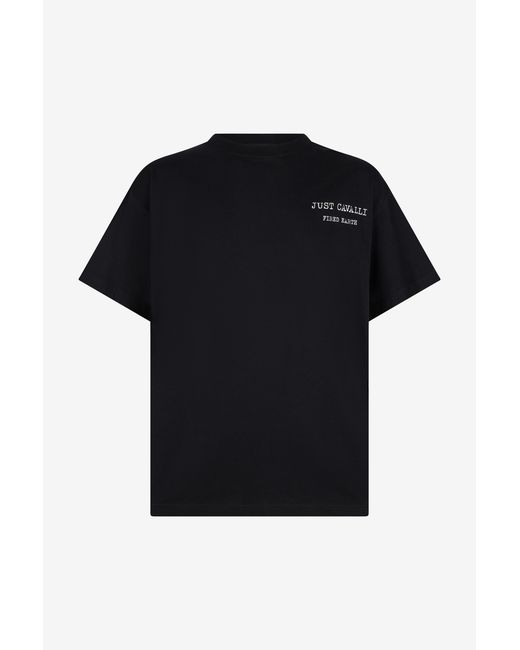 Roberto Cavalli Black T-Shirt With Deer Back Print for men