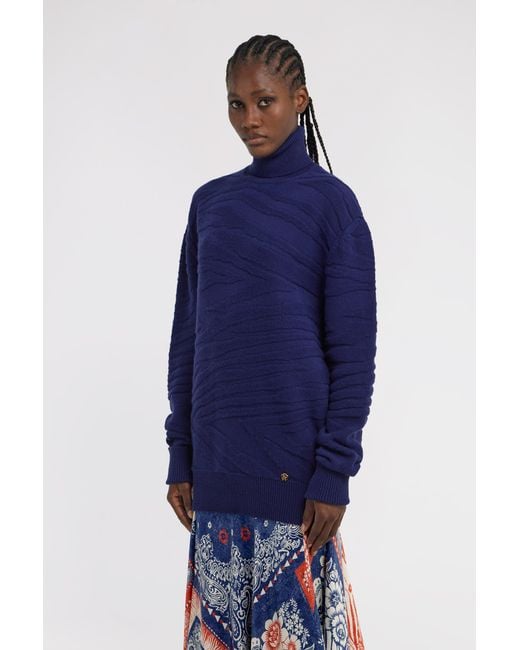 Roberto Cavalli Blue Turtleneck Sweater