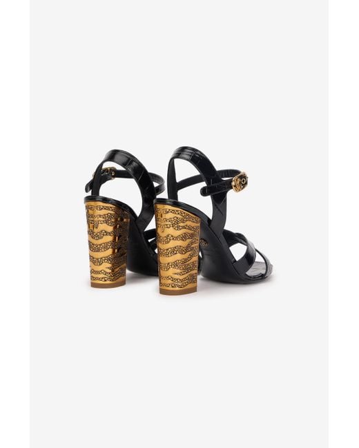 Roberto Cavalli Black Sandals With Straps And Thick Heel