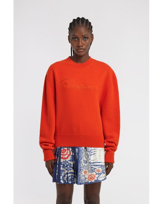 Roberto Cavalli Red Cropped Knitted Sweater