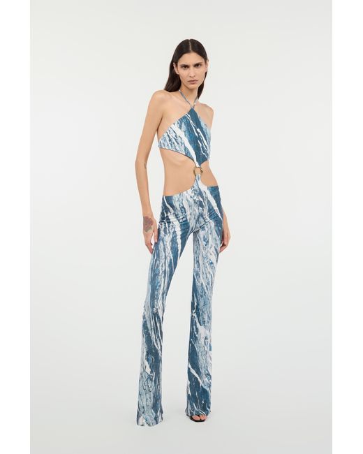 Roberto Cavalli Blue Rubane-Print Jumpsuit