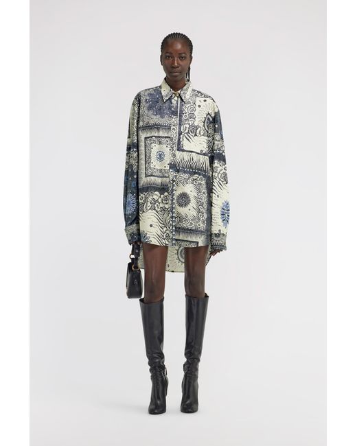 Roberto Cavalli Gray Bandana Print Dress Shirt