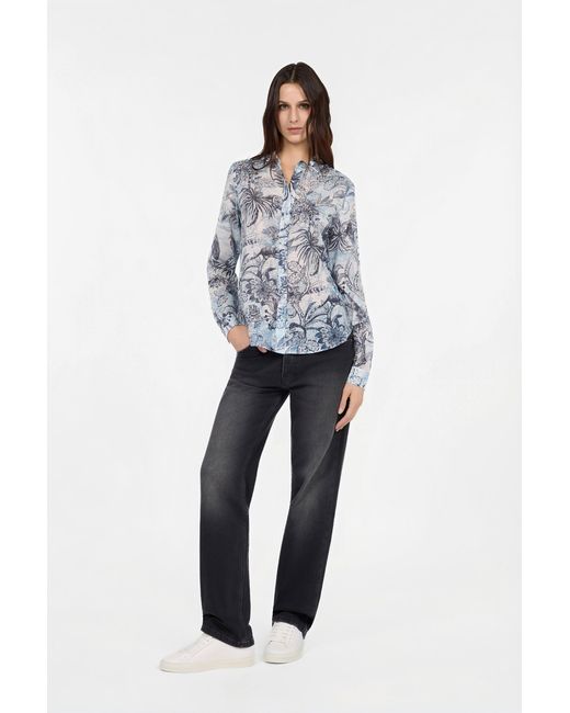 Roberto Cavalli Blue Stange Jungle Print Shirt